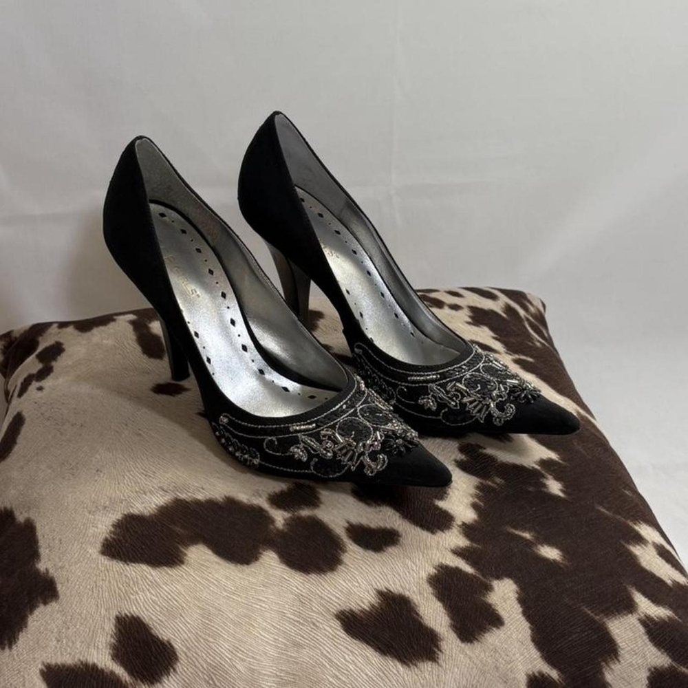 Y2K BCBGirls Women's Black Embellished Pointed Toe Heels